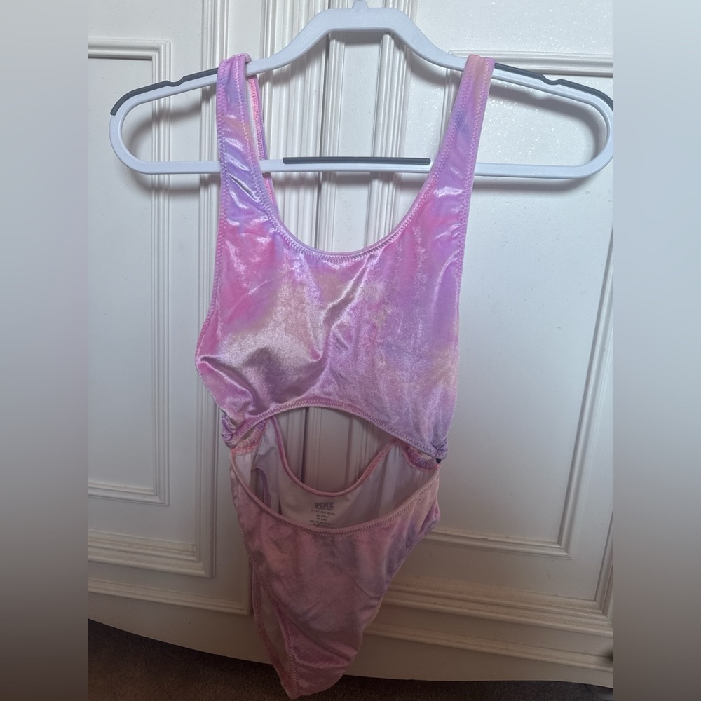 Pink Metallic Cutout Swimsuit